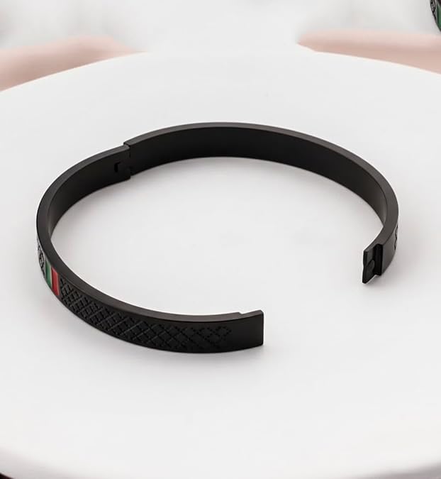 Urban Edge Aura 27™ Men’s Black Textured Bracelet – Premium Stainless Steel Anti - Tarnish Kada - The Soul Jewellery
