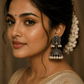 Mayura Pearl Jhumka Earrings for Women – Oxidized Silver Peacock Dome Earrings with Pearl Drops - The Soul Jewellery