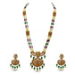 Ambuja Antique Matte Gold Plated Long Temple Necklace Set with Lakshmi Idol & Peacock Design - The Soul Jewellery