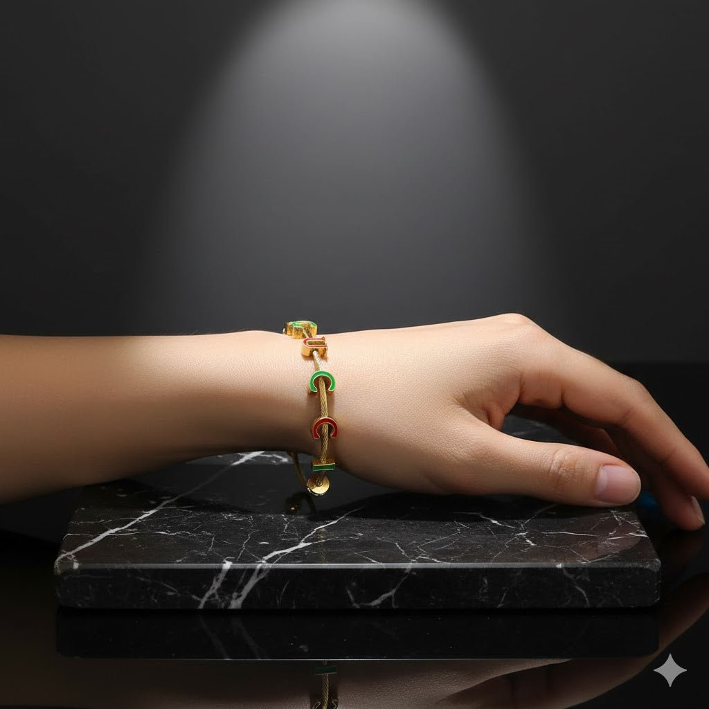 Demi Fine Gucci - Inspired Charm Bracelet for Women – Anti - Tarnish Cable Bangle Enamel Letter Charms - The Soul Jewellery