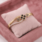 18K Gold LV - Inspired Anti - Tarnish Bangle – Black & Crystal Accents Lucky 7 Daily - Wear Bracelet - The Soul Jewellery