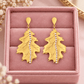 Gold-Tone Stainless Steel Crystal Leaf Drop Earrings for Women | Elegant Statement Dangle Earrings - Soul Jewellery