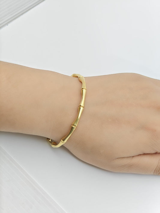 Minimalist 18K Gold Plated Anti - Tarnish Bamboo Design Bangle Bracelet RGB270 - The Soul Jewellery