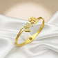 AURÉLIA AMORE LUXE 8™ Golden Flora Butterfly CZ Prosperity Demi Fine Anti-Tarnish Bangle Bracelet - The Soul Jewellery