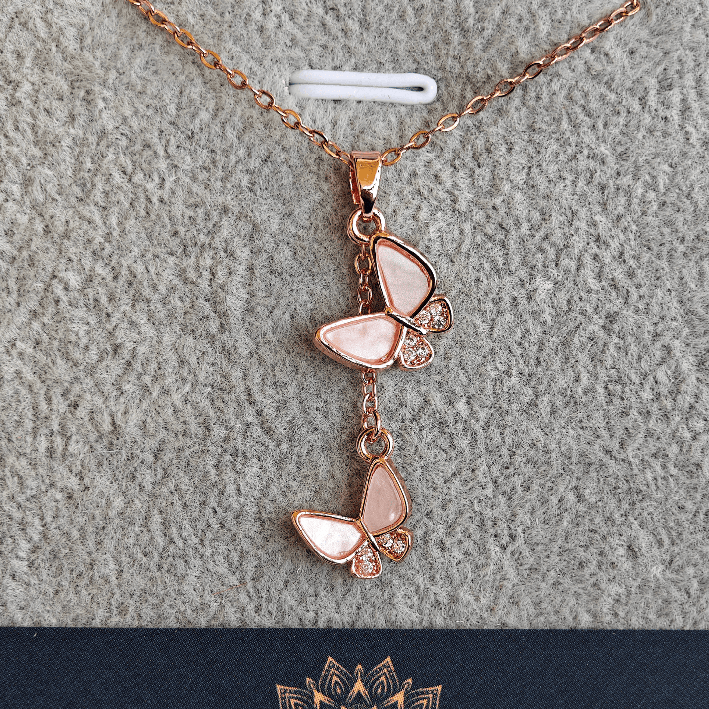 18K Rose Gold Plated Love Butterflies Anti Tarnish Pendant Necklace Rose Gold RGCP141 - The Soul Jewellery