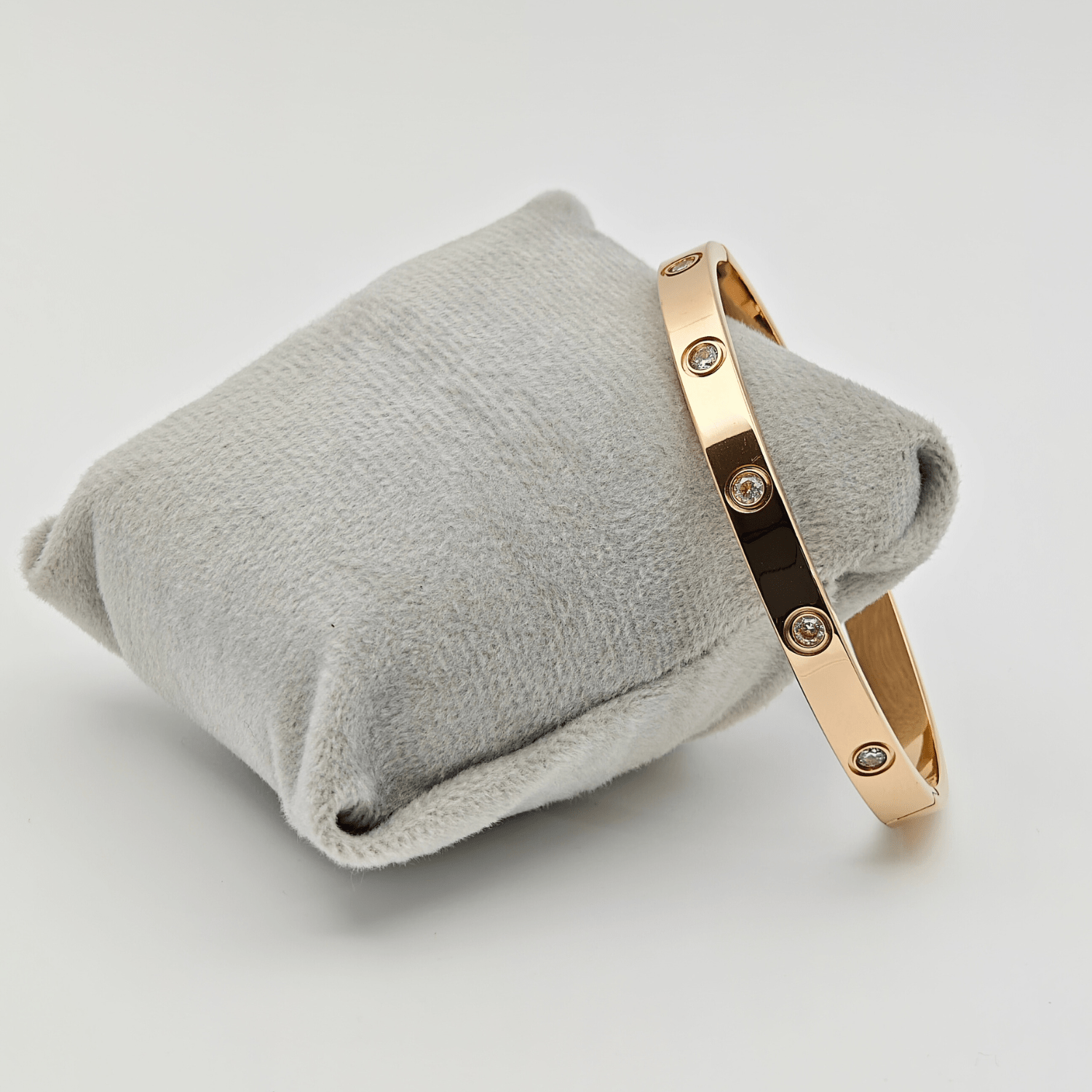 Sleek Elegance: 18K Rose Gold Plated Bangle with Crystal Accents RGB209 - The Soul Jewellery