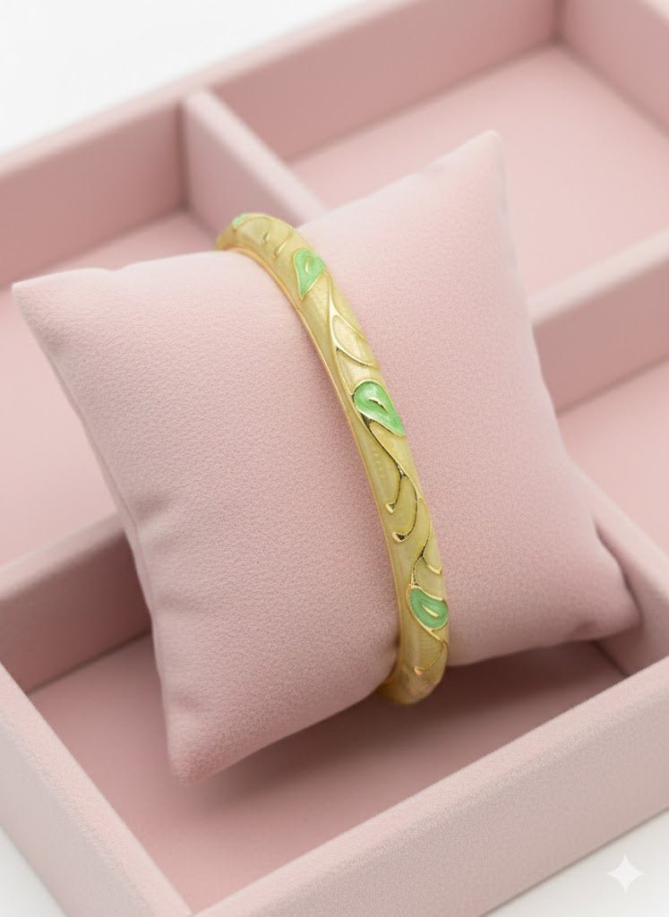 Aurelia 6 Leaf - Bloom 18K Yellow Gold plated Demi - Fine Anti - Tarnish Enamel Kada Bracelet for Women - The Soul Jewellery