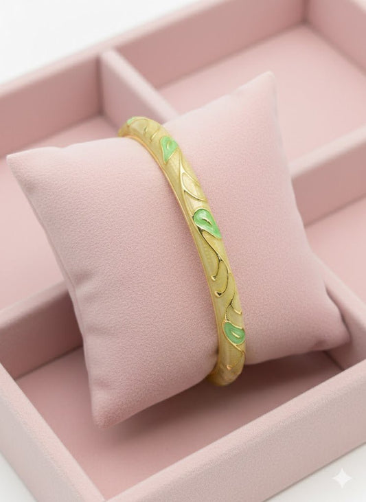 Aurelia 6 Leaf - Bloom 18K Yellow Gold plated Demi - Fine Anti - Tarnish Enamel Kada Bracelet for Women - The Soul Jewellery