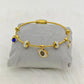 Gold - Plated Evil Eye Charm Bracelet – Anti - Tarnish Stainless Steel Bangle with CZ Accents RGB430 - The Soul Jewellery