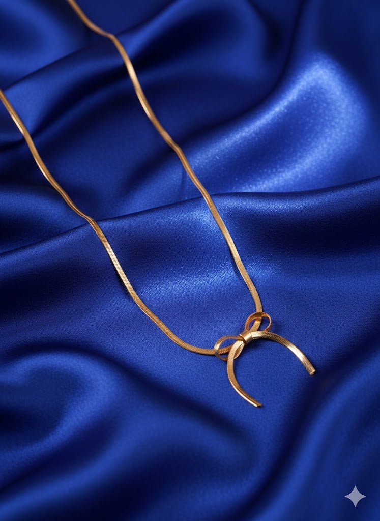Demi-Fine Anti-Tarnish Gold Bow Knot Neckpiece for Women | Minimalist Stainless Steel Necklace - The Soul Jewellery