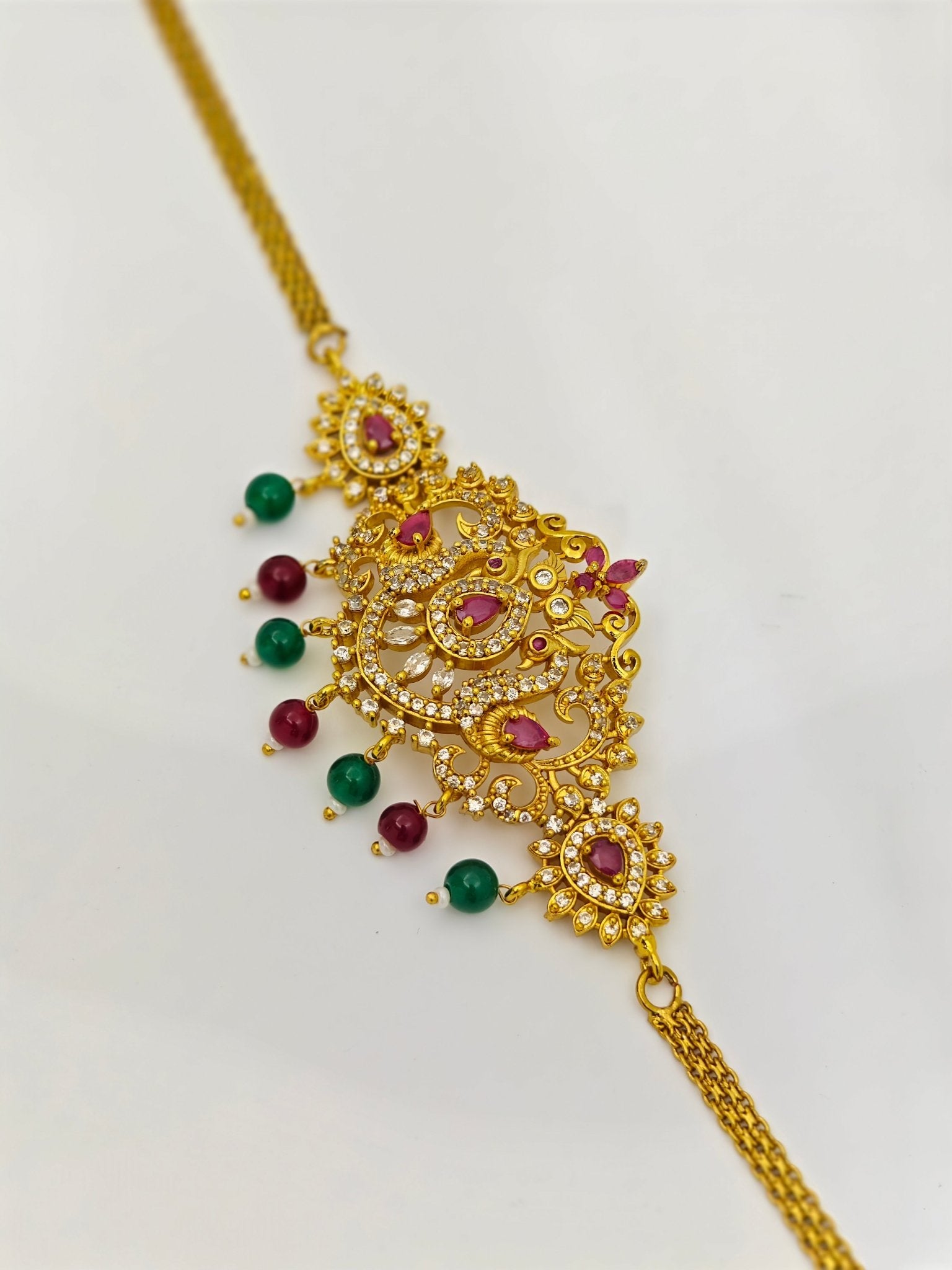 Anumita Antique Nakshi Choker Set with Peacock Motif– Traditional Temple Jewelry MGNC309 - The Soul Jewellery