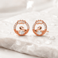 Rose Gold Swan Crystal Stud Earrings for Women – Sparkling Circular Demi Fine Earrings - Soul Jewellery