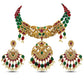 Malavika Antique Matte Gold Plated Choker Necklace Set with Peacock Design - The Soul Jewellery