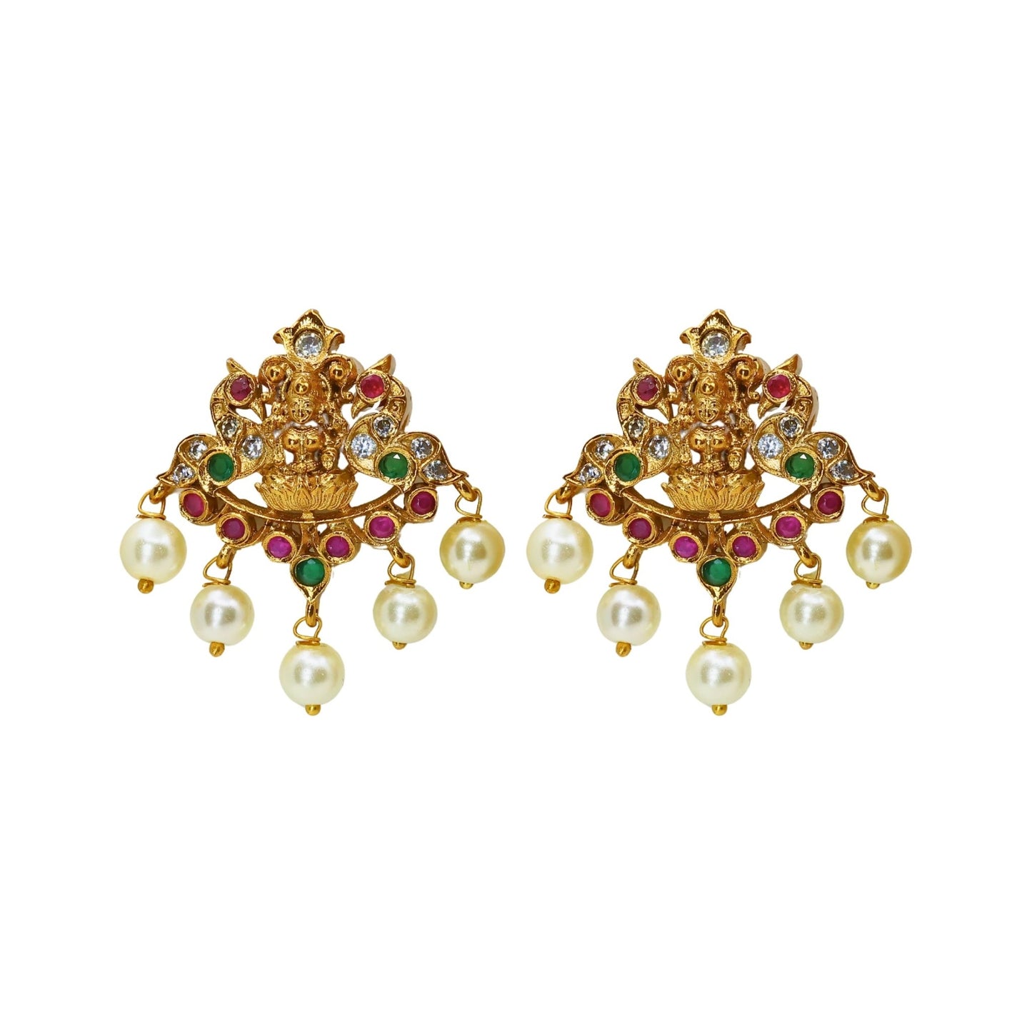 Vaidhe Antique Matte Gold Plated Short Necklace Set with Ram Sita Motif - The Soul Jewellery