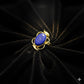 Premium Gold - Plated Brass Ring Deep Blue Natural Stone –Floral Adjustable Statement Ring for Women - The Soul Jewellery
