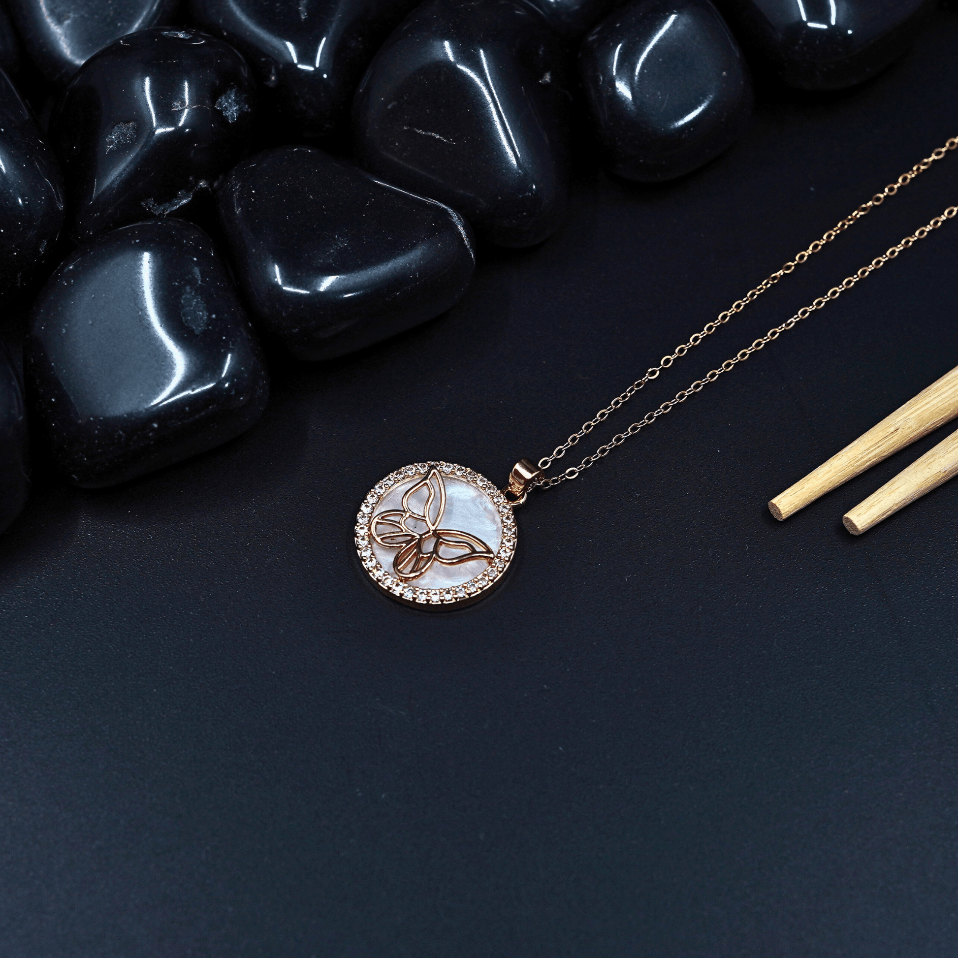 Fluttering Majesty: Butterfly GALAXY 18K Gold Plated Anti - Tarnish Chain Pendant Necklace ATCP105 - The Soul Jewellery