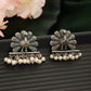Oxidised Peacock Pearl Stud Earrings for Women – Antique Silver Replica Ethnic Boho Earrings - The Soul Jewellery