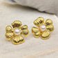 18K Gold Plated Floral Pearl Stud Earrings – Timeless Glamour - The Soul Jewellery