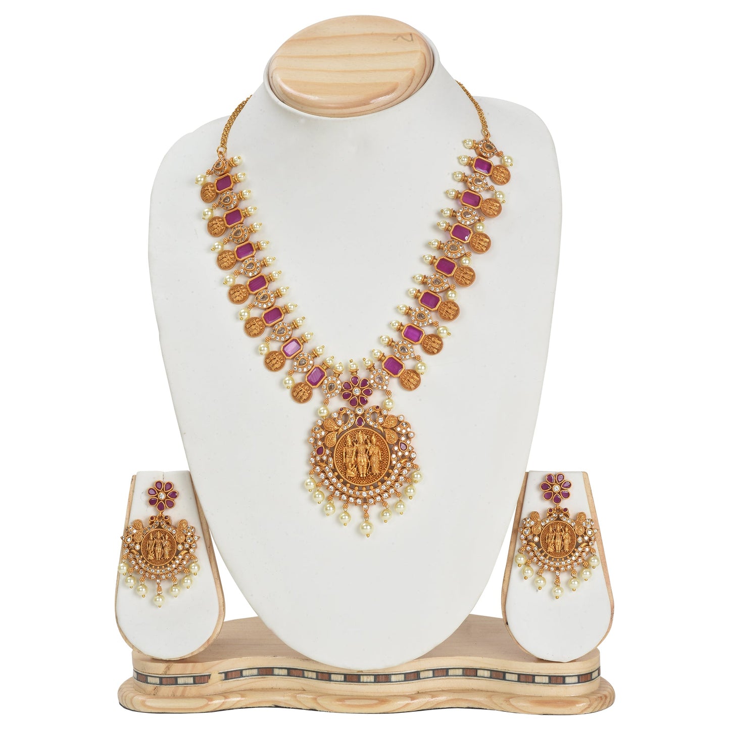 Siya Ram Antique Gold Plated Short Necklace Set with Ram Sita Coin Design - The Soul Jewellery
