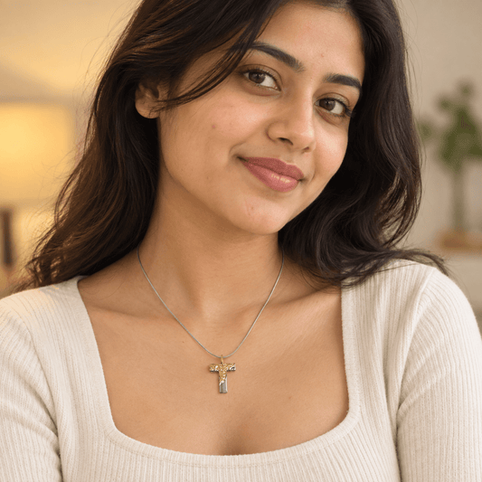 Two-Tone Stainless Steel T Initial Pendant Necklace for Women | Gold & Silver Letter T Chain Necklace - Soul Jewellery