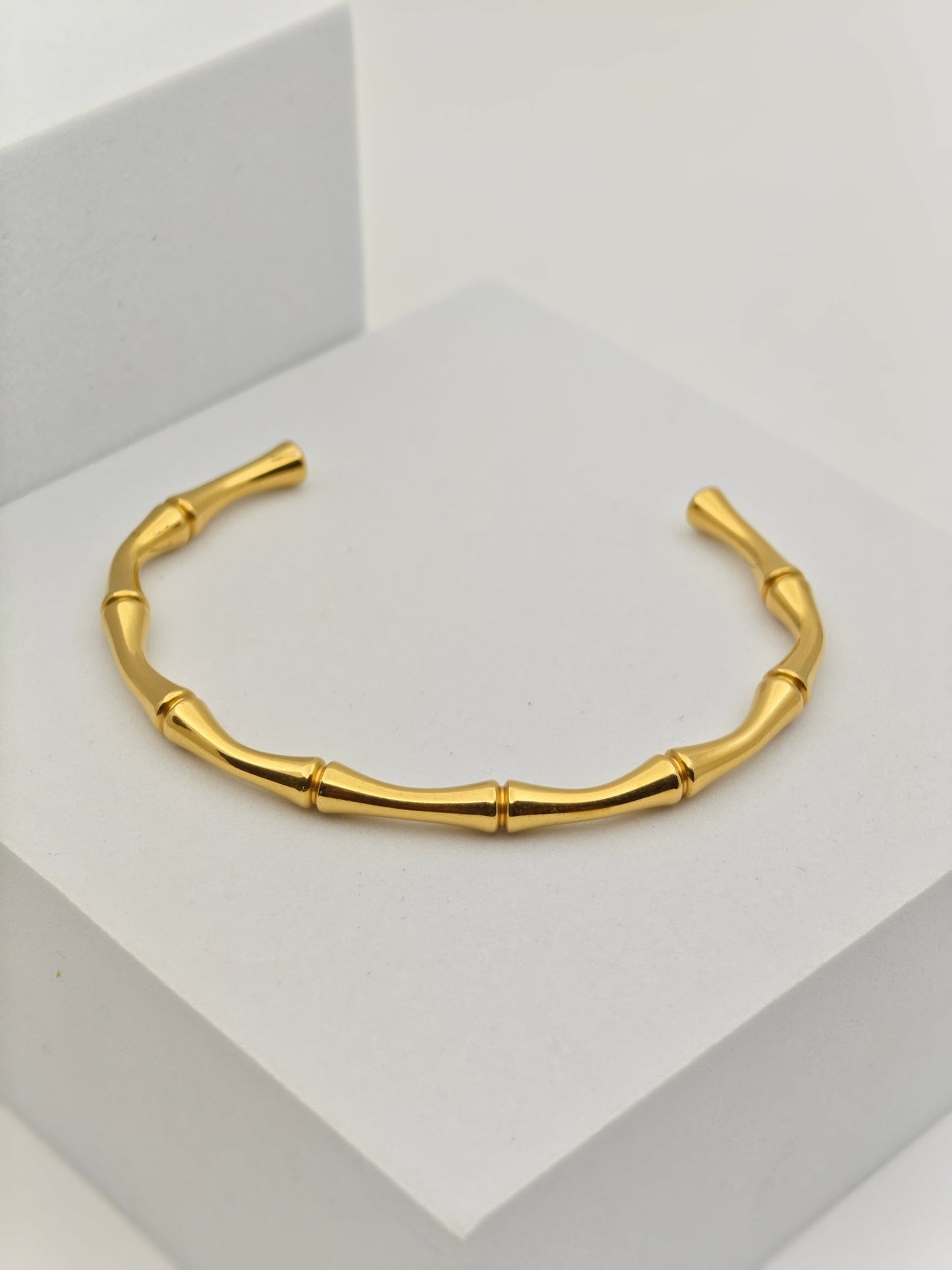 Minimalist 18K Gold Plated Anti - Tarnish Bamboo Design Bangle Bracelet RGB270 - The Soul Jewellery