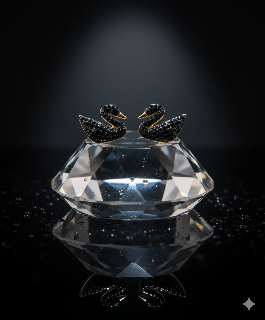 Black Swan Stud Earrings for Women | Shining Crystal Swan Earrings | Elegant Anti - Tarnish Studs - The Soul Jewellery