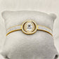 Luxurious 18K Gold Plated Anti - Tarnish Bangle with Chanel Engraving and Crystal Accents RGB247 - The Soul Jewellery