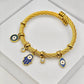 Elegant 18K Gold-Plated Evil Eye & Hamsa Charm Bracelet – Anti-Tarnish Turkish Bangle for Men & Women - The Soul Jewellery