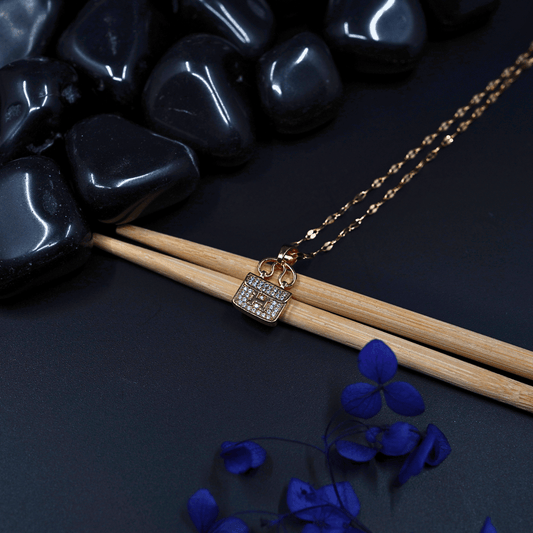 Elegant 18K Rose Gold Plated Anti - Tarnish Square Pendant Necklace with Cubic Zirconia ATCP117 - The Soul Jewellery