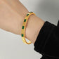 18K Gold Plated Anti - Tarnish Emerald Green Stone Bangle – Elegant Openable Daily Wear Bracelet - The Soul Jewellery