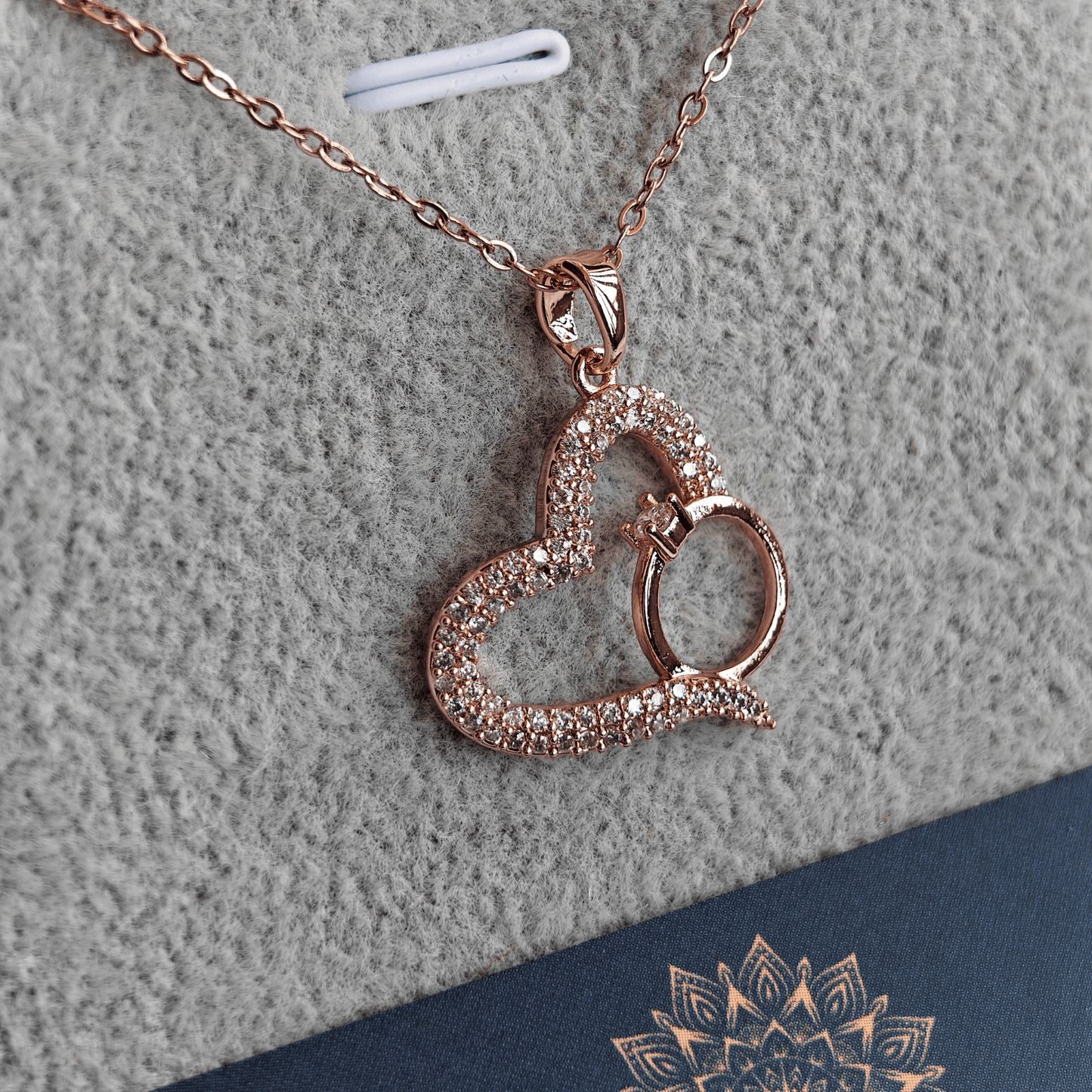 Ring Heart 18K Rose Gold Plated Anti Tarnish Pendant Necklace Rose Gold RGCP139 - The Soul Jewellery