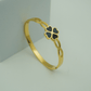 Gold Plated Anti-Tarnish Four-Leaf Clover Bangle Bracelet for Women–Lucky Charm Daily wear Bracelet- The Soul Jewellery