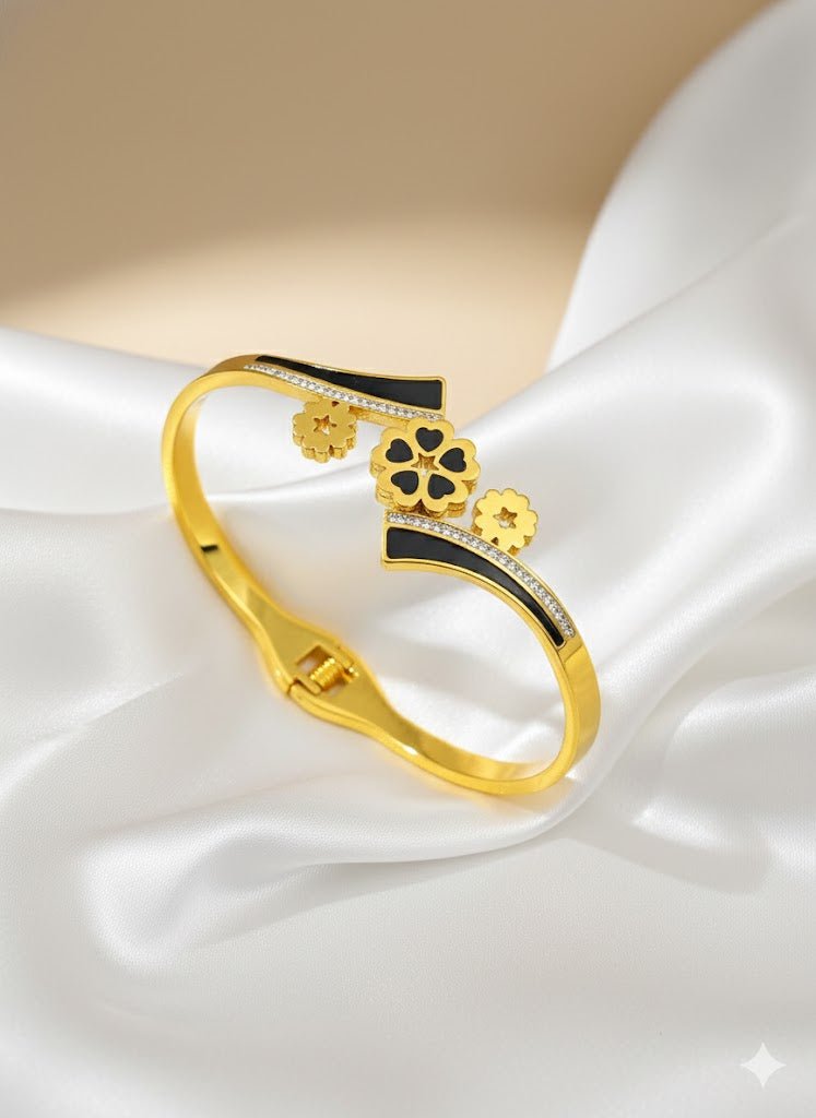 AURÉLIA AMORE LUXE 8™ Golden Bloom CZ Prosperity Demi Fine Bangle Bracelet for Women - The Soul Jewellery
