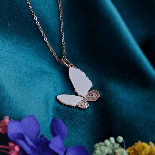 18K Rose Gold Plated Mystic Butterfly Anti Tarnish Pendant Necklace RGCP116 - The Soul Jewellery
