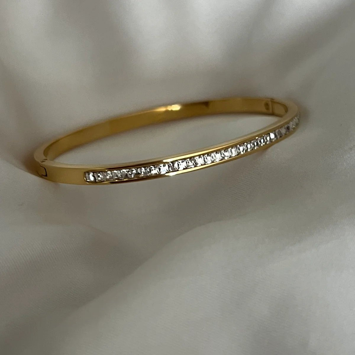 18K Gold Plated CZ Sparkling Line Bangle Bracelet | Anti-Tarnish Stainless Steel Jewellery for Women - The Soul Jewellery