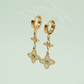 18K Rose Gold Plated Floral Drop Earrings – Elegant Anti - Tarnish Design with Crystal Accents ATER217 - The Soul Jewellery