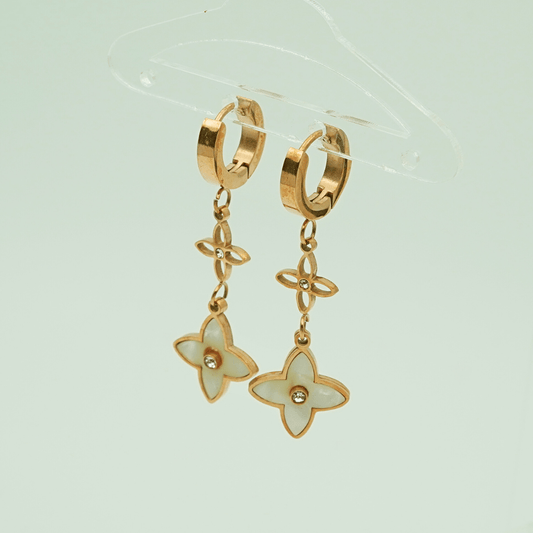 Luxury 18K Rose Gold Plated Floral Drop Earrings – Elegant Anti - Tarnish Design with Crystal Accents ATER217 - The Soul Jewellery