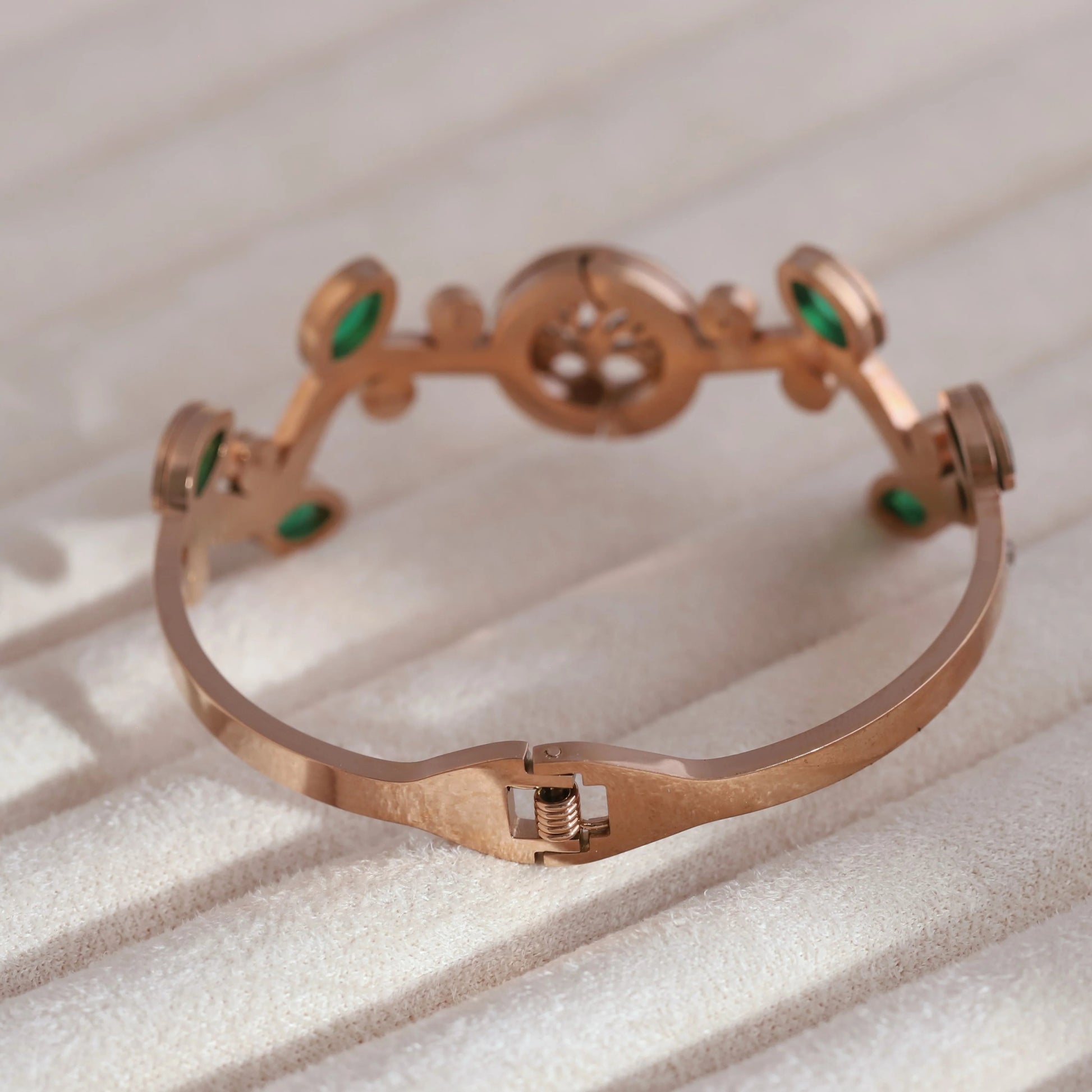 18K Rose Gold Twisted Leaves Openable Bangle for Women – Anti - Tarnish | 777 Luck, 17 Prosperity - The Soul Jewellery