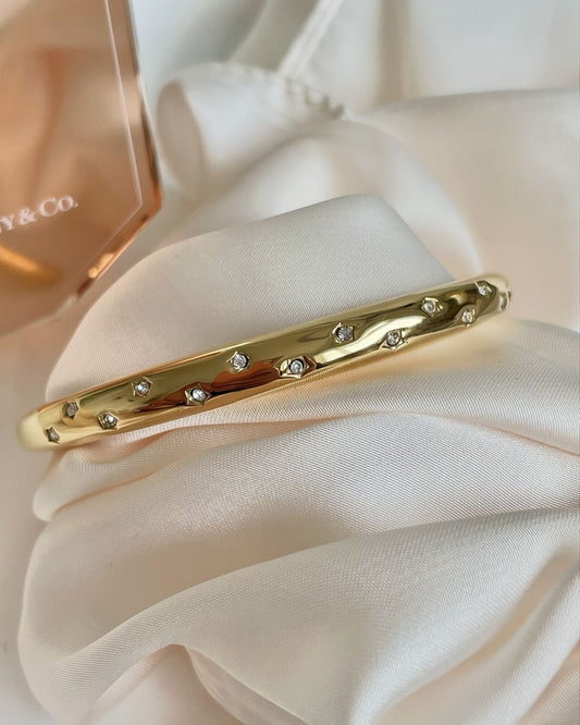 Minimalist 18K Gold Plated Star - Studded Bangle Bracelet – Elegant Crystal Accent Design RGB411 - The Soul Jewellery