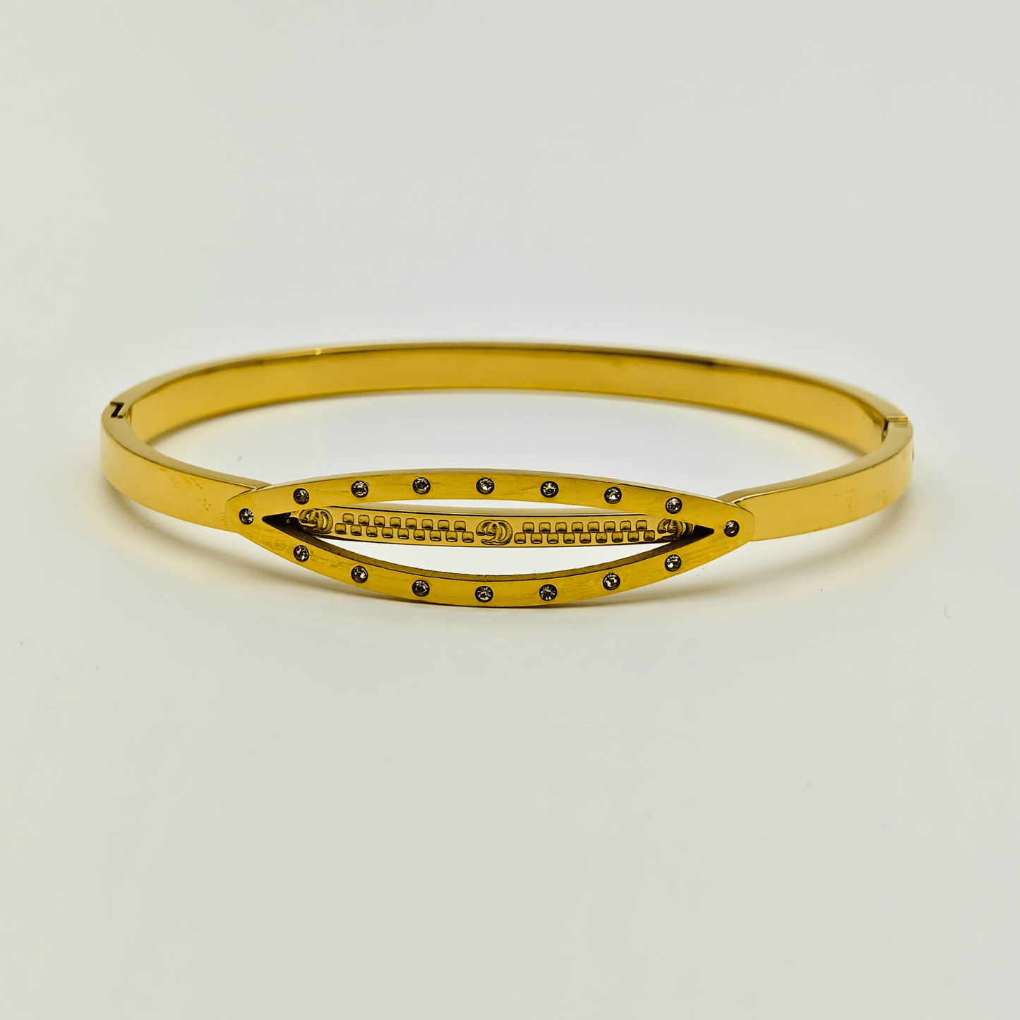 Golden Glamour: Dual - Layered 18K Gold Plated Anti - Tarnish Bangle with CZ Accents RGB203 - The Soul Jewellery
