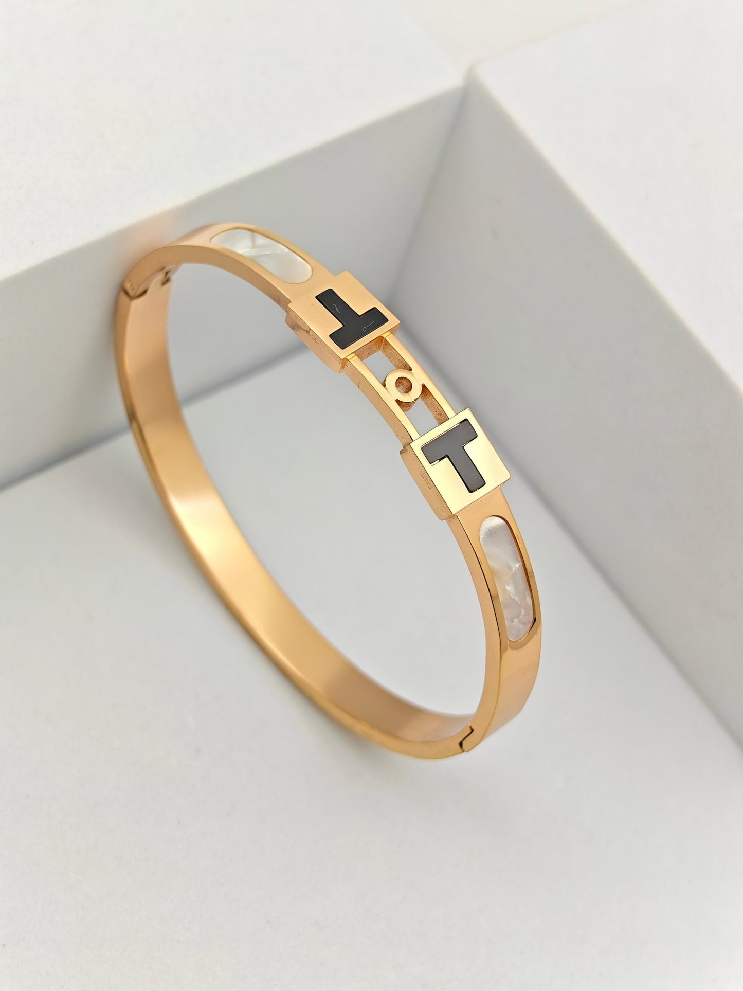 AURÉLIA NOIR LUXE Demi-Fine Rose Gold Bangle Bracelet for Men and Women - The Soul Jewellery