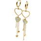 Sparkling Heart Dangle Earrings with Chain Accents – 18K Gold Plated, Anti - Tarnish Finish ATER206 - The Soul Jewellery