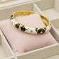 AURÉLIA AMORE LUXE 6™ Noir Pearl Harmony CZ Demi Fine Enamel Kada Bracelet for Women - The Soul Jewellery