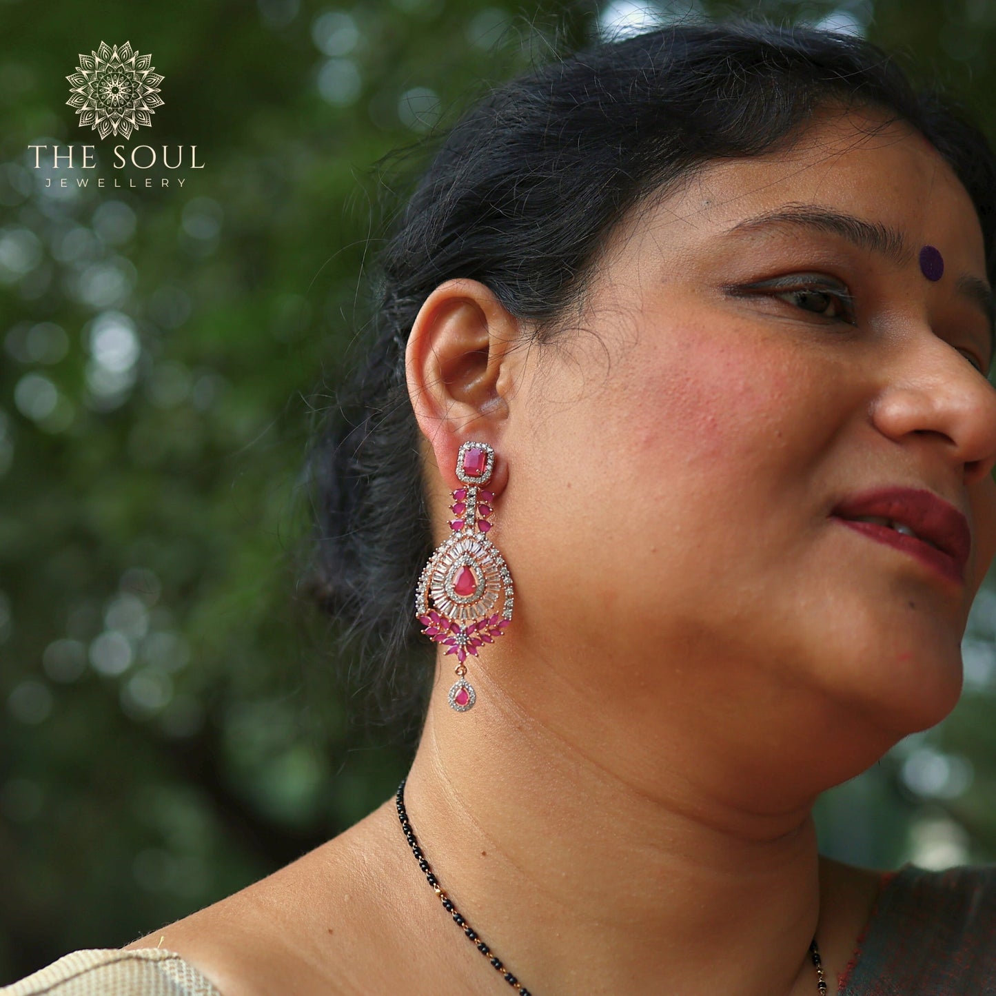 Dafodil AD Dangle Earring with Floral design - The Soul Jewellery