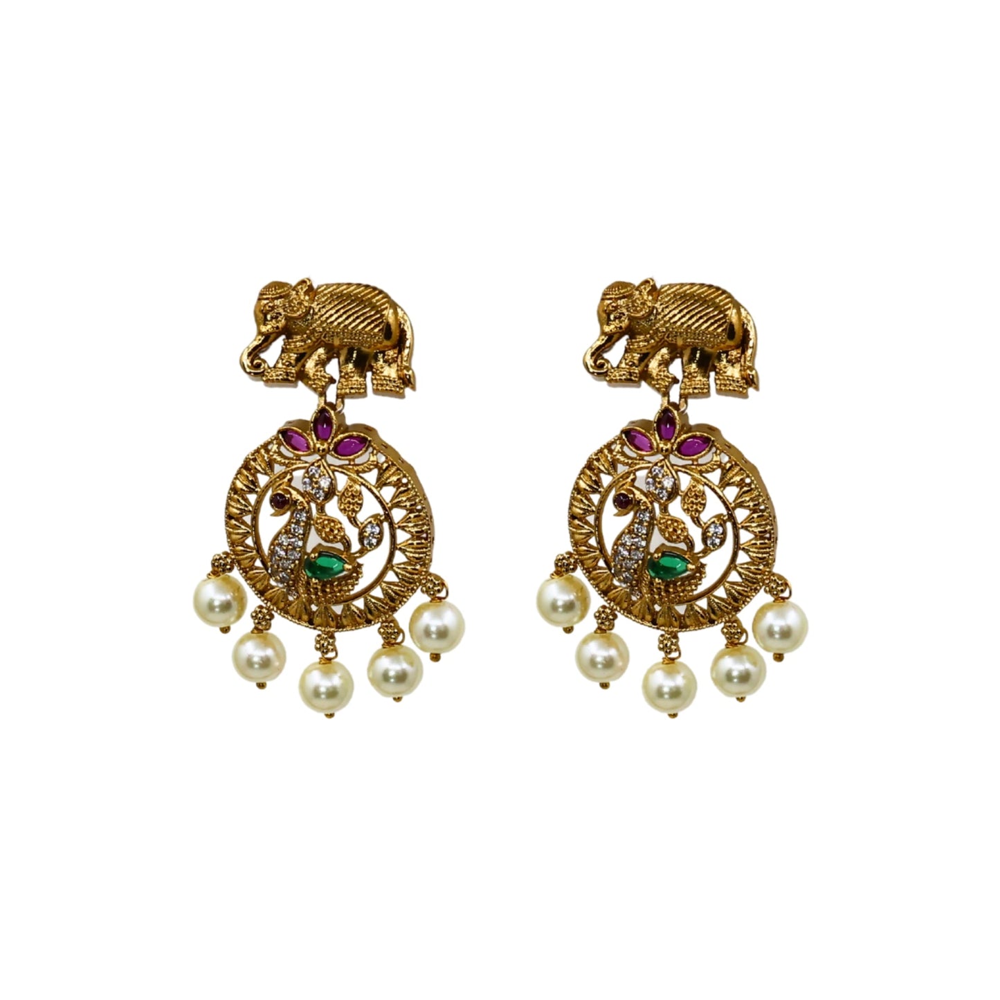 Vinayaki Antique Matte Gold Plated Short Necklace Set - The Soul Jewellery