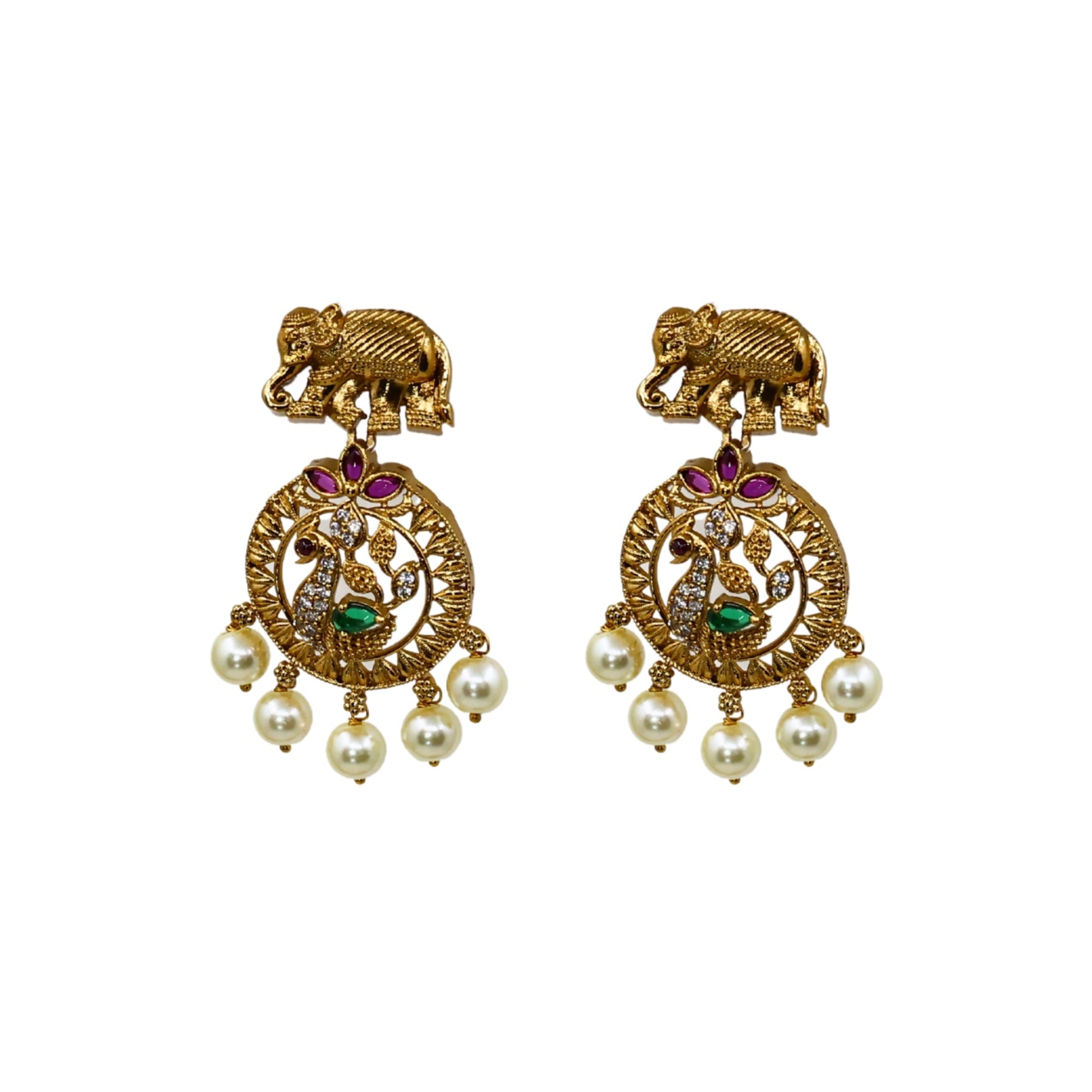 Vinayaki Antique Matte Gold Plated Short Necklace Set - The Soul Jewellery