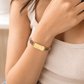 Stylish 18K Gold-Plated Anti-Tarnish Bangle with Interlocking Emblem & Sparkling Stones for Women - Soul Jewellery