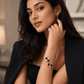 Elegant 18K Gold Plated Clover Flower design Bangle with Black and White Enamel Accents for Women - The Soul Jewellery