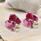 Demi - Fine Red Enamel Flower Bumblebee Earrings | Floral Statement Retro Bee Stud Jewelry - The Soul Jewellery
