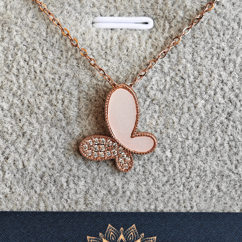 Cute Butterfly Anti Tarnish 18K Rose Gold Plated Chain Pendant Necklace RGCP132 - The Soul Jewellery